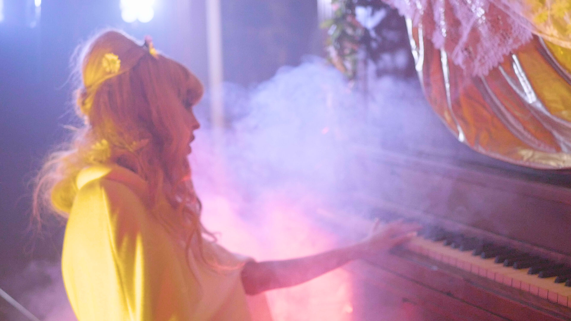 music video colorful smoke piano