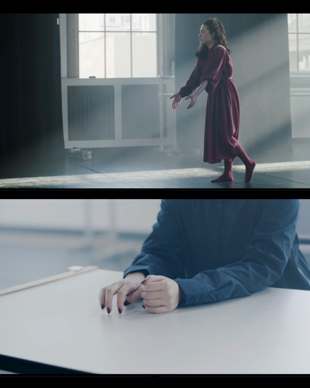Screenshots of dancer and choreographer Mengchen Liu performing to the song “Footprints” by Adam Maalouf